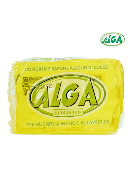 ALGA Puro Sapone Detersivo 100% Ecologico e Biodegradabile per bucato a mano e in lavatrice SAPONE ECOLOGICO 400 GR .